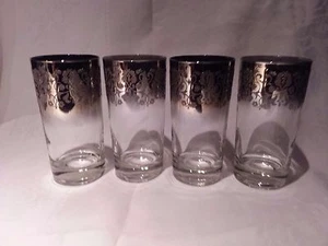  MCM Dorthy Thorpe Style Silver Overlay Ombre Design Longdrink Barware Gläser 4 - Bild 1 von 4