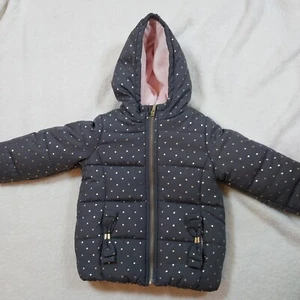Girls CARTER'S Jacket/Hoodie Size 4 Gray/ Gold Polka Dots - Picture 1 of 24