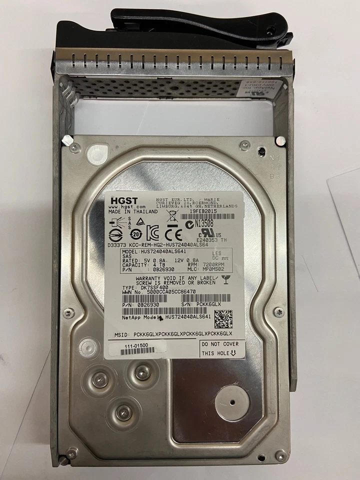 0B26930 - Netapp 4TB 7200 RPM SAS 3.5" HDD for E-Series 12 bay DE1600, E2612,... - Image 1 of 1
