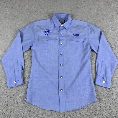 Mojo Shirt Mens Small Blue Embroidered Mojo Hook Long Sleeve Cowboy Western - Image 1 of 4
