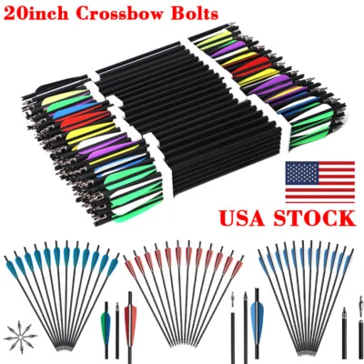 TOPARCHERY 20'' Crossbow Bolts Archery Carbon Arrows 125 Grain Screw-in Point Tips Hunting