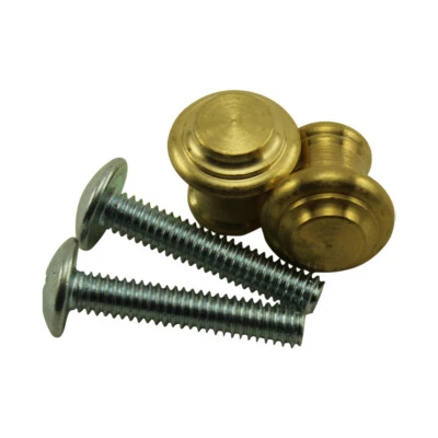 SCHAFF PIANO SUPPLY Solid Small Satin Brass Piano Desk Knobs With Machine Screws 1/2" Dia. - 1 Pair