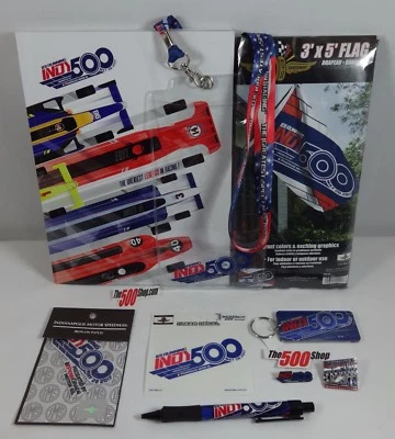2017 Indy 500 Program Fan Pack Event Pins Patch Banner Decal Lanyard Holder Pen - Image 1 of 4