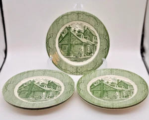 The Old Curiosity Shop Dinner Plates Dishes Set of 5 Transferware Green 10” Nice - Picture 1 of 10