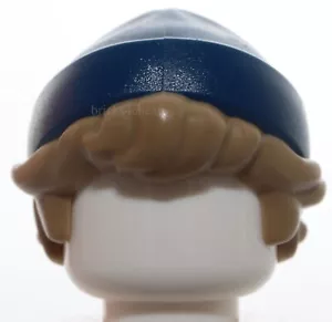 Lego Dark Tan Hair Combo Hat Short Tousled Molded Dark Blue Beanie Knit Hat - Picture 1 of 3