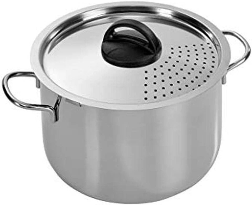 Pentola  Con Coperchio Scolapasta Acciaio Inox 18/10, Argento, 5.5 + Litri - Immagine 1 di 4