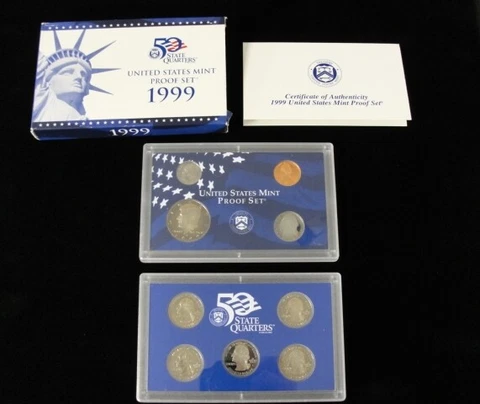 1999 U.S. Mint Proof Set w/ Box & COA Cover