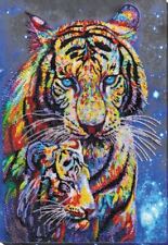 Bead embroidery kit Colored tigers needlework kit Art canvas beadwork pattern