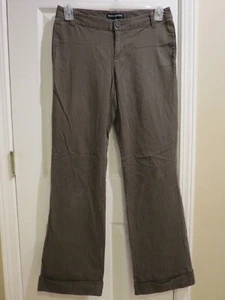 Pantalones de vestir Banana Republic para mujer marrón/beige a rayas pierna ancha con puños, 4R - Imagen 1 de 10