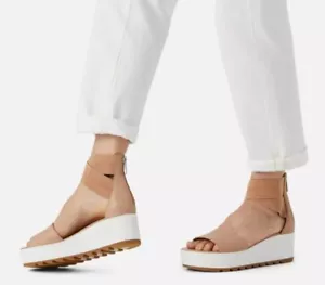 Sorel Cameron sandalo donna 9,5 pelle beige cinturino piatto alla caviglia NL3997-246 - Foto 1 di 8