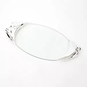 Servierplatte Glas Schweineplatte Versilbert Serieren Von Aufschnitt Tablett - Bild 1 von 5