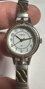 CARRIAGE by TIMEX Ladies Watch - Silver/Gold Tone Stretchband- New Batt - Picture 1 of 8