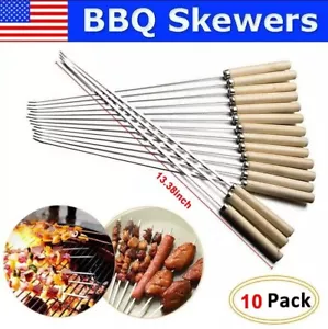 30Pc Metal BBQ Skewers 13.4" Stainless Steel Cooking Barbecue Kebab Grill Sticks - Picture 1 of 8