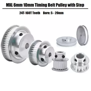 MXL Timing Belt Pulley 24T-160T Synchronous Wheel 6mm 10mm Width Belts 3D/CNC - Picture 1 of 6
