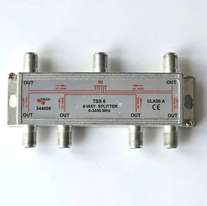 SPLITTER TV 6 VIE 5-2450 MHz ANTENNA TV UHF VHF FM SPLITTER SEGNALE SATELLITARE - Foto 1 di 1