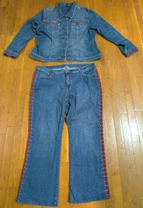 Bestickte Hose & Jacke Denim Monroe & Main Damengröße 20 W Hose 2X Hemd - Bild 1 von 14