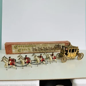 Lesney Reina Isabel II Oro Coronación Entrenador y Caballos Parte Caja Original - Imagen 1 de 6