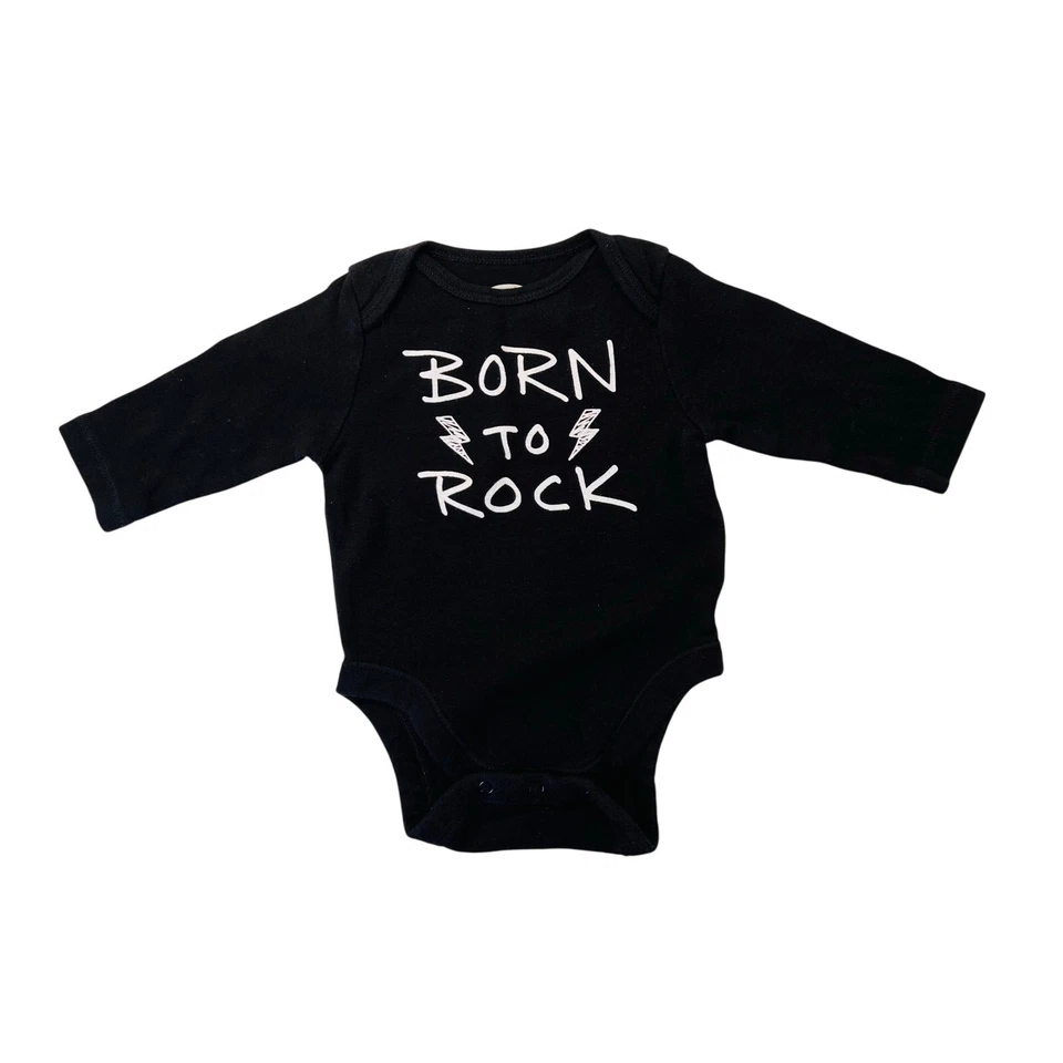 Body Old Navy Graphics "Born to Rock" 0-3 meses Negro Música Rocker Babycore Foto 1 de 4