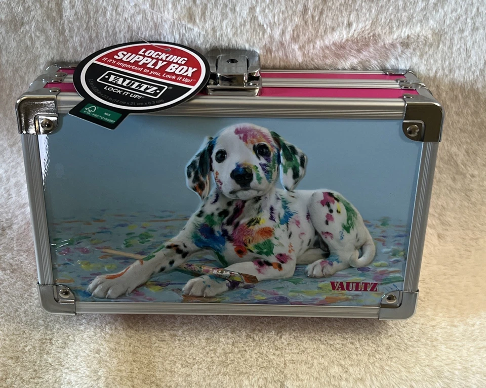 Vaultz блокировка поставки карандаш коробка окрашенный щенок собаки 8,5 «x 5,5» x 2,5» - Изображение 1 из 4