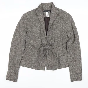 Anne Klein Women's Grey Tweed Belted Jacket Size 2 - Picture 1 of 12