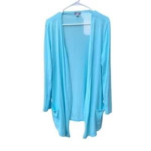 Cardigan donna J. Jill taglia M aperto davanti maniche lunghe cotone blu acqua - Foto 1 di 8