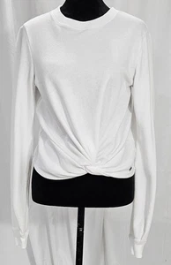 Hollister Damen XS weiß French Terry Langarm Twist Front Bündchen Freizeit Top - Bild 1 von 10
