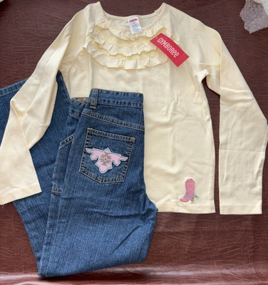 Gymboree vintage 2006 PARK CITY LUXE adj waist JEANS & cowboy ruffled TOP  NWT 9 - Image 1 of 4