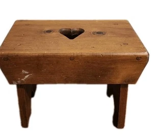 Vtg Wood Stool Bench Heart Wooden Country Decor Shelf Plant Stand 14x8x9½ - Picture 1 of 8