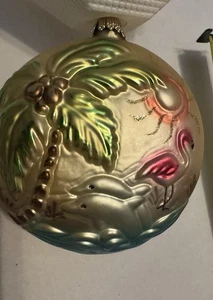 3,5" Burdine Florida 100 Jahre Deutsch Glas Weihnachtsschmuck Flamingo Palme - Bild 1 von 10