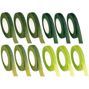 Floral Adhesives Tape 12PC Florist Tapes for Bouquet Crafts, 4 Green Shades - Picture 1 of 5
