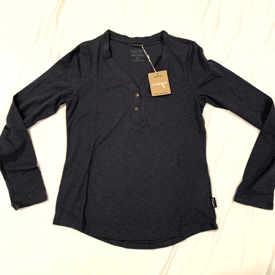 Patagonia Women's Mainstay L/S Henley Shirt 41805 Size XS Smolder Blue