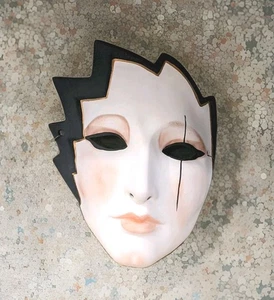 Signed Oriental Face Masks Etc Ceramic Mask Wall Decor - Picture 1 of 12