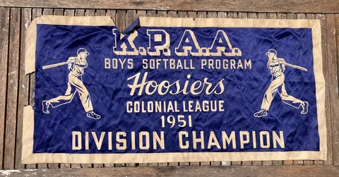 Vintage 1951 Hoosiers Baseball Softball Champions Banner Flag Indiana KPAA Cover