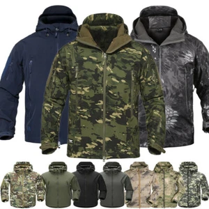 Men Fleece Softshell Camouflage Hunting Trekking Fishing Climb Waterproof Jacket - Picture 1 of 45