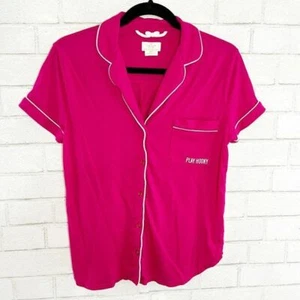 Camicia da letto Kate Spade rosa caldo ""Play Hooky"" con bottoni anteriore taglia media - Foto 1 di 6