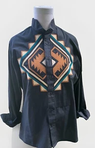  Southwestern Smoking Hemd Vintage Wildleder Akzente Western Damen Medium Perrezo - Bild 1 von 13