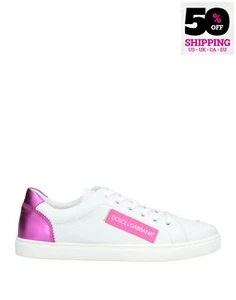 RRP€660 DOLCE & GABBANA Leather Sneakers US5 UK2 EU35 Logo Flat Made in Italy - Picture 1 of 9