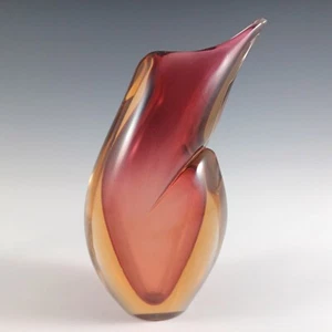 Arte Nuova Murano / Venetian Pink & Amber Sommerso Glass Vase - Picture 1 of 10