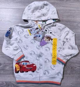 Disney Pixar Hoodie Boys Size 6 Small Gray Lightning McQueen Dory Zip Sweater - Picture 1 of 12