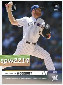 2019 Topps Now Brandon Woodruff #286 Career High 10 Ks in Nearly Perfect Game - Picture 1 of 1