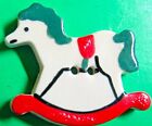 Vintage 1 3/8" Rocking Horse Ceramic Novelty 2-Hole Christmas Button (D277)