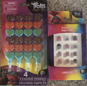 Trolls World Tour Stacked Pencils And Set Of 12 Nails - Picture 1 of 1