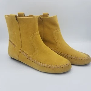 Latigo Suede Moccasin Boots Leather Tan Anthropologie Boho Bootie Size 6M - Picture 1 of 9