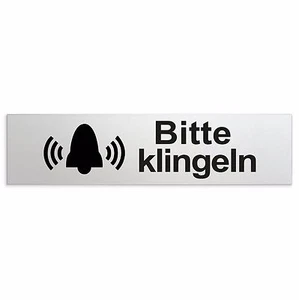 Aluminium Schild "Bitte klingeln" 160 x 40 mm • Stufe Drücken Tür Eingang Stop - Picture 1 of 3