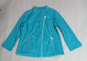 Bob Mackie Jacke Damen Large türkis Gold Akzent tragbar Kunst modern schick Downtown - Bild 1 von 9