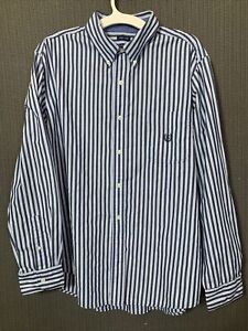Men's Chaps Blue White Striped Easy Care Long Sleeve Button Down Shirt - XL