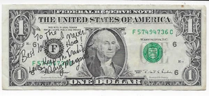 1995 $ 1 Federal Reserve Note wunderschöne Notiz signiert von Schauspielerin MARY MARGARETT - Bild 1 von 2