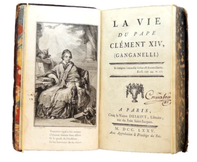 1775. La vie du Pape Clément XIV ( Ganganelli) Louis Antoine Caraccioli - Image 1 of 4