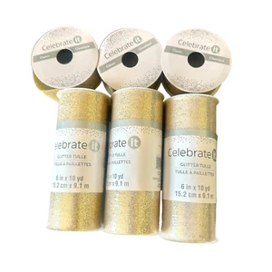 Bundle Celebrate It GLitter Tulle & Ribbon Unopened Open Package 6 X 10 1.5 X 3 - Picture 1 of 11