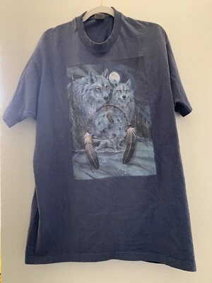 Vintage Wolf Wolves Dream Catcher Blue Tshirt  2XL - Image 1 of 4